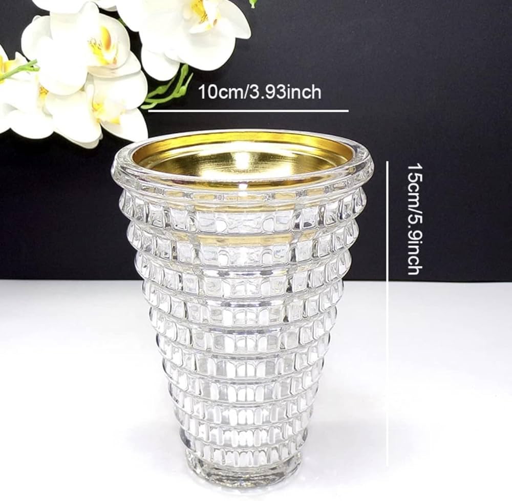 Crystal Glass Bukhoor Burner- Round | Oud burner | Incense Bukhoor - Gold Incense Burner (Clear)
